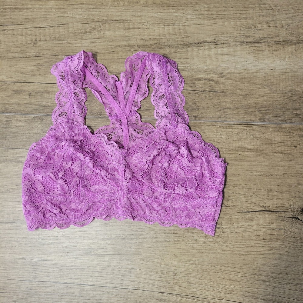 Serra Women's Floral Lace Unlined Bralette Size Medium Pink